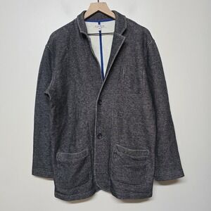 32 Bar Blues Men's Heathered‎ Black Cotton Terry Knit 2 Buttons Sport Coat Sz L